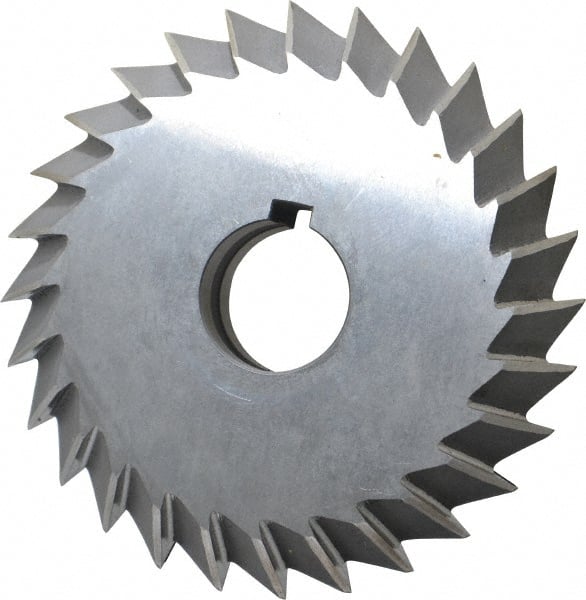 Value Collection - 5° 5" Cut Diam, 1" Cut Width, 1-1/4" Arbor, High Speed Steel Double-Angle Cutter - Benchmark Tooling