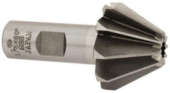 Interstate - 1-5/8" Large x 5/8" Small Diam, 1-1/16" Width of Cut, 60° Included Angle, High Speed Steel Face Angle Cutter - 3/4" Shank Diam, 3-1/16" Overall Length, Weldon Flat - Benchmark Tooling