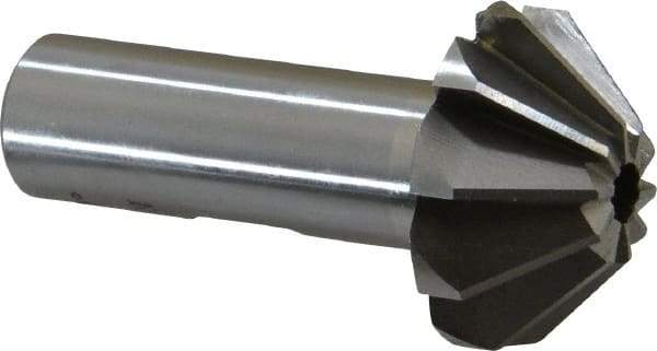 Interstate - 1-1/4" Large x 1/2" Small Diam, 17/32" Width of Cut, 90° Included Angle, High Speed Steel Face Angle Cutter - 5/8" Shank Diam, 2-13/32" Overall Length, Weldon Flat - Benchmark Tooling