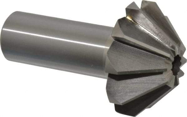 Interstate - 1-5/8" Large x 5/8" Small Diam, 11/16" Width of Cut, 90° Included Angle, High Speed Steel Face Angle Cutter - 3/4" Shank Diam, 2-11/16" Overall Length, Weldon Flat - Benchmark Tooling