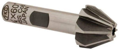 Interstate - 3/4" Large x 5/16" Small Diam, 17/32" Width of Cut, 60° Included Angle, Cobalt Face Angle Cutter - 3/8" Shank Diam, 2-3/32" Overall Length, Weldon Flat - Benchmark Tooling