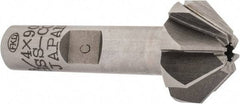 Interstate - 3/4" Large x 5/16" Small Diam, 3/8" Width of Cut, 90° Included Angle, Cobalt Face Angle Cutter - 3/8" Shank Diam, 1-15/16" Overall Length, Weldon Flat - Benchmark Tooling