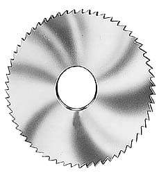 Made in USA - 5" Diam x 1/8" Blade Thickness x 1" Arbor Hole Diam, 100 Tooth Slitting and Slotting Saw - Arbor Connection, Right Hand, Uncoated, Solid Carbide, 5° Rake, Concave Ground - Benchmark Tooling