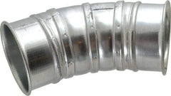 Made in USA - 5" ID Galvanized Duct 45° Elbow - 7.86" Long, 22 Gage - Benchmark Tooling