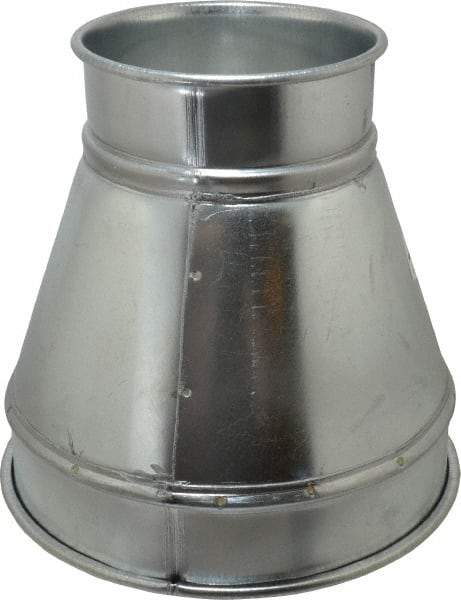 Made in USA - 10-6" ID Galvanized Duct Reducer - 10" Long, 20 Gage - Benchmark Tooling