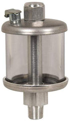 LDI Industries - 1 Outlet, Polymer Bowl, 1.89 L No Flow Control Oil Reservoir - 1/2 NPTF Outlet, 5-1/2" Diam x 10-1/8" High, 60°C Max - Benchmark Tooling