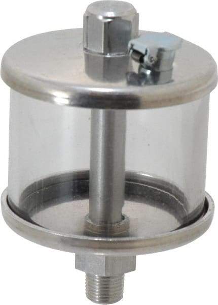 LDI Industries - 1 Outlet, Polymer Bowl, 51.8 mL No Flow Control Oil Reservoir - 1/8 NPTF Outlet, 2" Diam x 3-1/8" High, 60°C Max - Benchmark Tooling