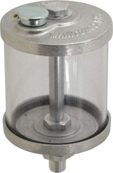 LDI Industries - 1 Outlet, Polymer Bowl, 266.2 mL No Flow Control Oil Reservoir - 1/4 NPTF Outlet, 3" Diam x 5-1/2" High, 60°C Max - Benchmark Tooling