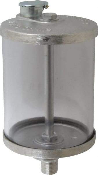 LDI Industries - 1 Outlet, Polymer Bowl, 0.95 L No Flow Control Oil Reservoir - 1/2 NPTF Outlet, 4-1/4" Diam x 8-1/16" High, 60°C Max - Benchmark Tooling