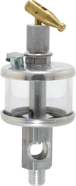 LDI Industries - 1 Outlet, Polymer Bowl, 18.5 mL Manual-Adjustable Oil Reservoir - 1/8 NPTF Outlet, 1-1/2" Diam x 4-9/16" High, 71.11°C Max - Benchmark Tooling