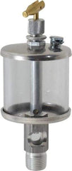 LDI Industries - 1 Outlet, Polymer Bowl, 73.9 mL Manual-Adjustable Oil Reservoir - 3/8 NPTF Outlet, 2" Diam x 5-3/4" High, 71.11°C Max - Benchmark Tooling