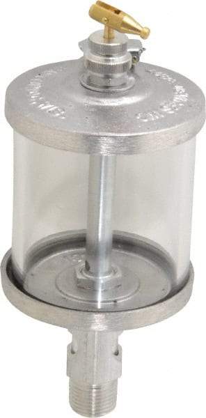 LDI Industries - 1 Outlet, Glass Bowl, 266.2 mL Manual-Adjustable Oil Reservoir - 1/2 NPTF Outlet, 3" Diam x 7.81" High, 121.11°C Max - Benchmark Tooling