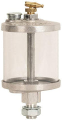 LDI Industries - 1 Outlet, Acrylic Bowl, Manual-Adjustable Oil Reservoir - 5/6-18 Straight Outlet, 4-1/4" Diam x 8-1/4" High - Benchmark Tooling