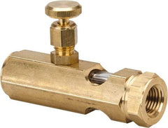 LDI Industries - 1/4 Outlet Thread, 1/4 Inlet Thread, Brass, Straight Valve, Oil Reservoir Needle Valve - 1 Outlet, FNPTF Inlet Thread, FNPTF Outlet Thread - Benchmark Tooling