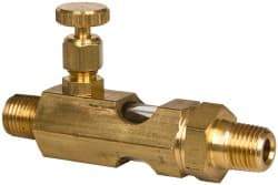 LDI Industries - 1/4 Outlet Thread, 1/4 Inlet Thread, Brass, Straight Valve, Oil Reservoir Needle Valve - 1 Outlet, MNPTF Inlet Thread, MNPTF Outlet Thread - Benchmark Tooling