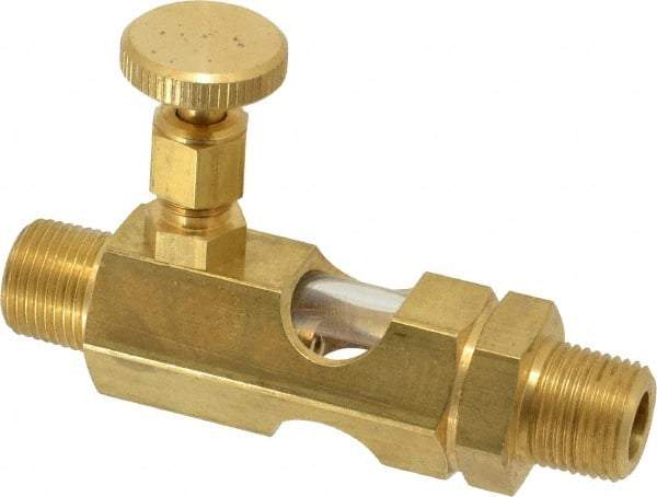 LDI Industries - 3/8 Outlet Thread, 3/8 Inlet Thread, Brass, Straight Valve, Oil Reservoir Needle Valve - 1 Outlet, MNPTF Inlet Thread, MNPTF Outlet Thread - Benchmark Tooling