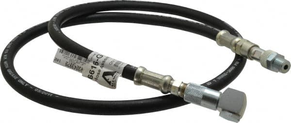 Alemite - 5-1/2' Long, Grease Gun Hose & Coupler Assembly - Includes Check Valve & Swivel - Benchmark Tooling