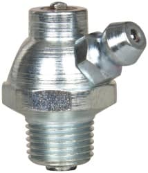 Alemite - 60° Head Angle, 1/8 PTF PVC Shut-Off Grease Fitting - 5/8" Hex, 1" Overall Height, 17/64" Shank Length, Zinc Plated Finish - Benchmark Tooling