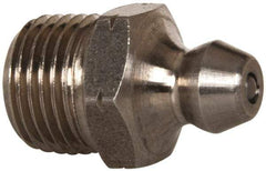 Alemite - Straight Head Angle, 1/4-28 Taper Nickel/Copper Standard Grease Fitting - 5/16" Hex, 17/32" Overall Height, 3/16" Shank Length - Benchmark Tooling