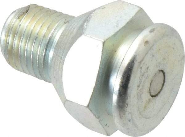 Alemite - Straight Head Angle, 1/4 NPTF Button-Head Grease Fitting - 7/8" Hex, 1-1/4" Overall Height, 1/2" Shank Length, 15,000 Operating psi, Zinc Plated Finish - Benchmark Tooling