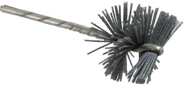 Osborn - 1-1/4" Diam Helical Nylon Tube Brush - 0.028" Filament Diam, 1" Brush Length, 3-1/2" OAL, 1/8" Diam Shank - Benchmark Tooling