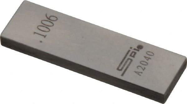 SPI - 0.1006" Rectangular Steel Gage Block - Accuracy Grade 0, Includes NIST Traceability Certification - Benchmark Tooling