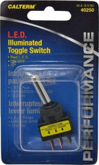 Gardner Bender - 2 Position, 12 Volt, 16 Amp, 1/2 Hole Diam, Red LED Glow Dot Toggle Switch - On Off Sequence, 1 Switch, Black - Benchmark Tooling