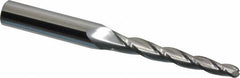 SGS - 1.5° Taper Angle per Side, 3/16" Small End Diam, 1-3/4" LOC, Solid Carbide 3 Flute Tapered Ball End Mill - 3-1/2" OAL, 3/8" Shank Diam, Spiral Flute, 28° Helix - Benchmark Tooling