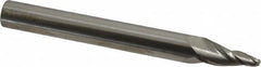 SGS - 10° Taper Angle per Side, 1/8" Small End Diam, 3/4" LOC, Solid Carbide 3 Flute Tapered Ball End Mill - 3-1/2" OAL, 3/8" Shank Diam, Spiral Flute, 28° Helix - Benchmark Tooling