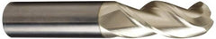 Accupro - 25mm Diam, 38mm LOC, 3 Flute Solid Carbide Ball End Mill - ZrN Finish, Single End, 100mm OAL, 25mm Shank Diam, Spiral Flute - Benchmark Tooling