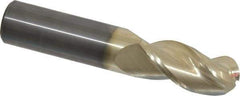 Accupro - 3/4" Diam, 1-5/8" LOC, 3 Flute Solid Carbide Ball End Mill - ZrN Finish, Single End, 4" OAL, 3/4" Shank Diam, Spiral Flute - Benchmark Tooling