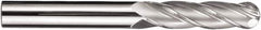 SGS - 5/16" Diam, 1-1/8" LOC, 4 Flute Solid Carbide Ball End Mill - Diamond-Like Carbon (DLC) Finish, Single End, 3" OAL, 5/16" Shank Diam, Spiral Flute - Benchmark Tooling