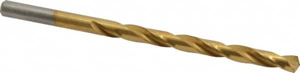 Chicago-Latrobe - #2 135° High Speed Steel Jobber Drill - TiN Finish, Right Hand Cut, Spiral Flute, Straight Shank, 3-7/8" OAL, Split Point - Benchmark Tooling