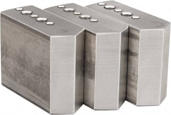 Northfield - 4" & Up Chuck Capacity, Northfield Air Style Attachment, Square Soft Lathe Chuck Jaw - 3 Jaws, Aluminum, 1.895mm Long x 3/4" Wide x 1-1/2" High - Benchmark Tooling