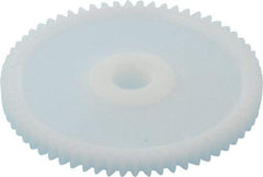 Made in USA - 32 Pitch, 2" Pitch Diam, 2-1/16" OD, 64 Tooth Spur Gear - 3/16" Face Width, 5/16" Bore Diam, 43/64" Hub Diam, 20° Pressure Angle, Acetal - Benchmark Tooling