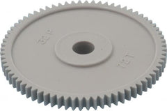 Made in USA - 32 Pitch, 2-1/4" Pitch Diam, 2-5/16" OD, 72 Tooth Spur Gear - 3/16" Face Width, 5/16" Bore Diam, 13/16" Hub Diam, 20° Pressure Angle, Acetal - Benchmark Tooling