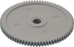 Made in USA - 32 Pitch, 2-1/2" Pitch Diam, 2-9/16" OD, 80 Tooth Spur Gear - 3/16" Face Width, 5/16" Bore Diam, 13/16" Hub Diam, 20° Pressure Angle, Acetal - Benchmark Tooling