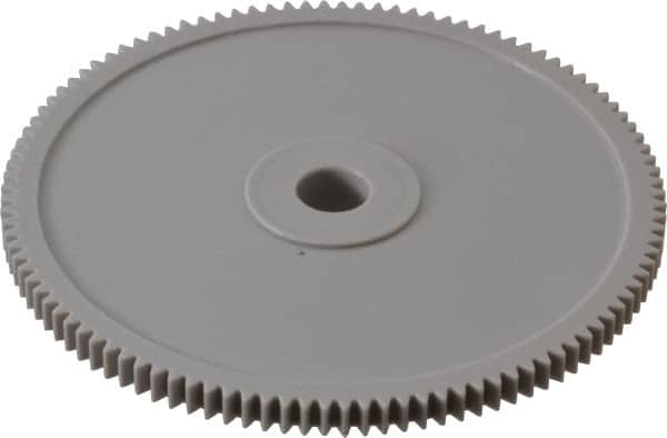 Made in USA - 48 Pitch, 2-1/4" Pitch Diam, 2.292" OD, 108 Tooth Spur Gear - 1/8" Face Width, 1/4" Bore Diam, 39/64" Hub Diam, 20° Pressure Angle, Acetal - Benchmark Tooling