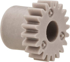 Made in USA - 48 Pitch, 5/12" Pitch Diam, 0.458" OD, 20 Tooth Spur Gear - 1/8" Face Width, 5/32" Bore Diam, 11/32" Hub Diam, 20° Pressure Angle, Acetal - Benchmark Tooling