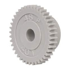 Made in USA - 48 Pitch, 0.833" Pitch Diam, 7/8" OD, 40 Tooth Spur Gear - 1/8" Face Width, 3/16" Bore Diam, 35/64" Hub Diam, 20° Pressure Angle, Acetal - Benchmark Tooling