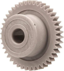 Made in USA - 48 Pitch, 7/8" Pitch Diam, 0.917" OD, 42 Tooth Spur Gear - 1/8" Face Width, 3/16" Bore Diam, 35/64" Hub Diam, 20° Pressure Angle, Acetal - Benchmark Tooling