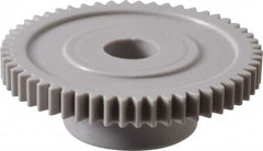 Made in USA - 48 Pitch, 1-1/8" Pitch Diam, 1.168" OD, 54 Tooth Spur Gear - 1/8" Face Width, 1/4" Bore Diam, 39/64" Hub Diam, 20° Pressure Angle, Acetal - Benchmark Tooling