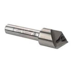 Everede Tool - 82° Included Angle, 0.583" Max Cut Diam, 5/8" Body Diam, 3/8" Shank Diam, 2-1/2" OAL, Indexable Countersink - 1 Triangle Insert, TPGH 215 Insert Style, Series IND - Benchmark Tooling