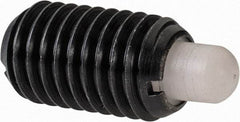 Gibraltar - M12 x 1.75, 20.5mm Thread Length, 6.5mm Plunger Projection, Steel Threaded Spring Plunger - 6.3mm Max Plunger Diam, 1.13 Kg Init End Force, 6.8 Kg Final End Force - Benchmark Tooling