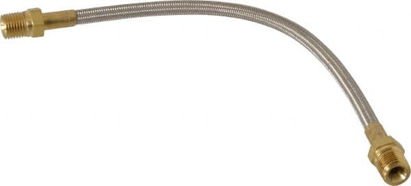 Made in USA - 12" OAL, 1/4" ID, 3,000 Max psi, Flexible Metal Hose Assembly - Benchmark Tooling