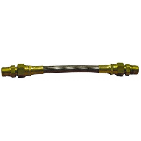 Made in USA - 12" OAL, 1/2" ID, 1,500 Max psi, Flexible Metal Hose Assembly - Benchmark Tooling