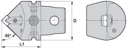 Kennametal - Left Hand Cut, Size KM63, SN.. Insert Compatiblity, External Modular Turning & Profiling Cutting Unit Head - 38mm Ctr to Cutting Edge, 60mm Head Length, Through Coolant, Series Kenclamp - Benchmark Tooling