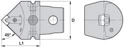 Kennametal - Left Hand Cut, Size KM63, CN.. Insert Compatiblity, Internal Modular Turning & Profiling Cutting Unit Head - 43mm Ctr to Cutting Edge, 60mm Head Length, Through Coolant, Series Kenclamp - Benchmark Tooling