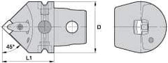 Kennametal - Left Hand Cut, Size KM63, CN.. Insert Compatiblity, Internal Modular Turning & Profiling Cutting Unit Head - 43mm Ctr to Cutting Edge, 60mm Head Length, Through Coolant, Series Kenclamp - Benchmark Tooling