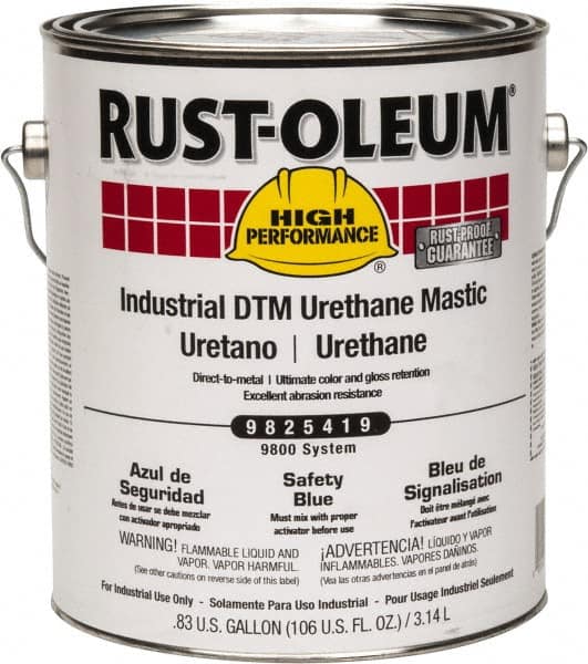 Rust-Oleum - 1 Gal Gloss Safety Blue Urethane Mastic - 162 to 274 Sq Ft/Gal Coverage, <340 g/L VOC Content, Direct to Metal - Benchmark Tooling